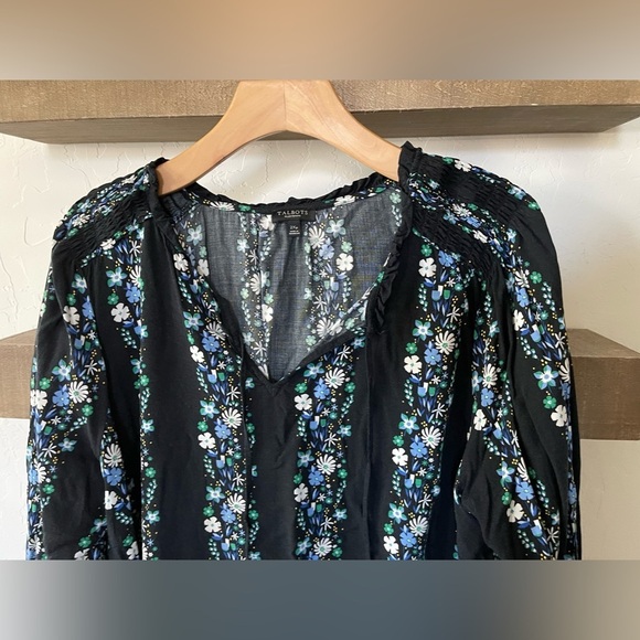Talbots|Floral Tie Neck Smocked Blouse, Size 2X, Petite ••• Boho - Picture 4 of 11